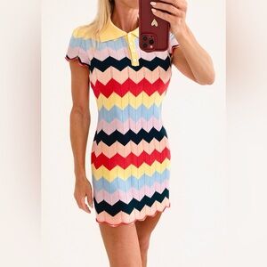 Colorful Chevron Knit Polo/Missoni Style Dress NWT Size S | Easter Brunch Ready!